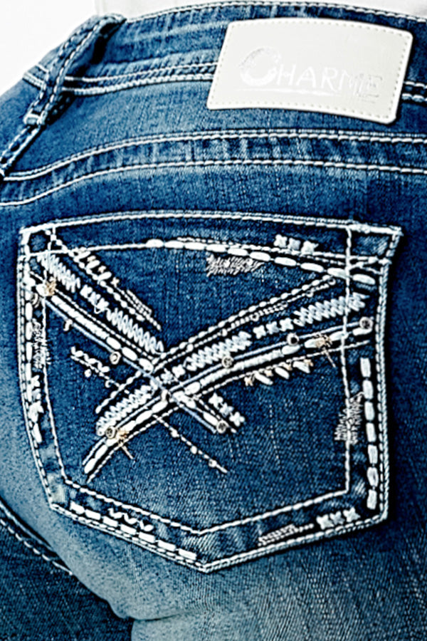 “X" Heavy Stitch Mid Rise Bootcut Jeans   | CEB-51784-32" & 34"