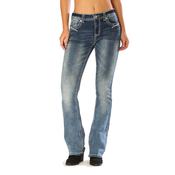 Heavy Stitch Mid Rise Bootcut Jeans   | CEB-51130