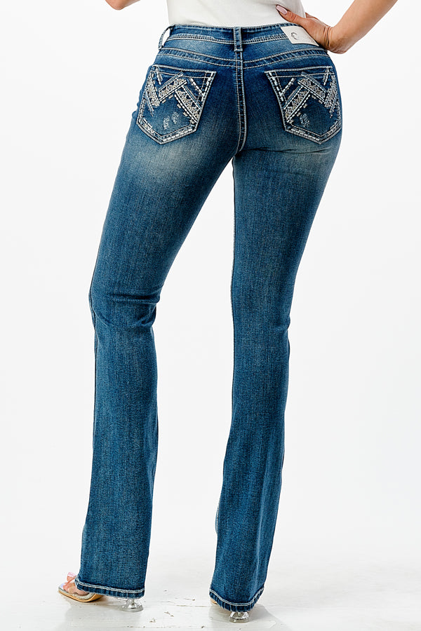 Wave Stitch Mid Rise Bootcut Jeans32"   | CEB-51774-32
