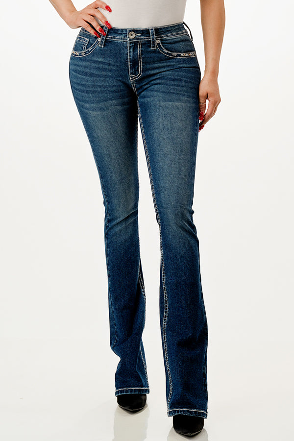 Simple Stitches Mid Rise Bootcut Jeans 32" & 34"  | CEB-51824