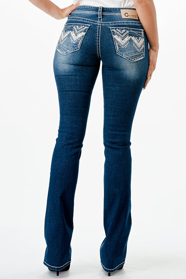 Western Embellishment Mid Rise Bootcut Jeans 32"  | CEB-51834-32
