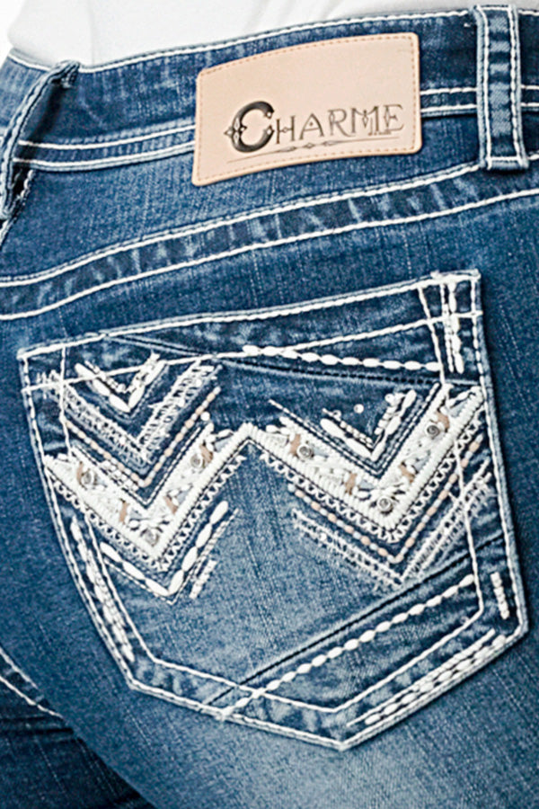 Western Embellishment Mid Rise Bootcut Jeans 32"  | CEB-51834-32